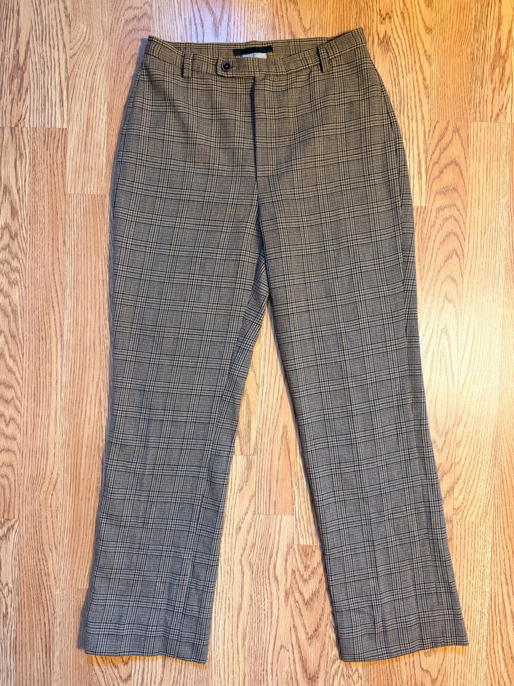 Zara Women's Plaid Straight-Leg Wool Trousers - size 28/6